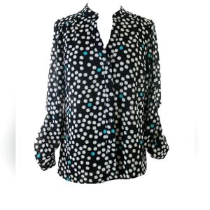 Alfani Women's Button Down Top Size 10 Floral Polkadot Design
